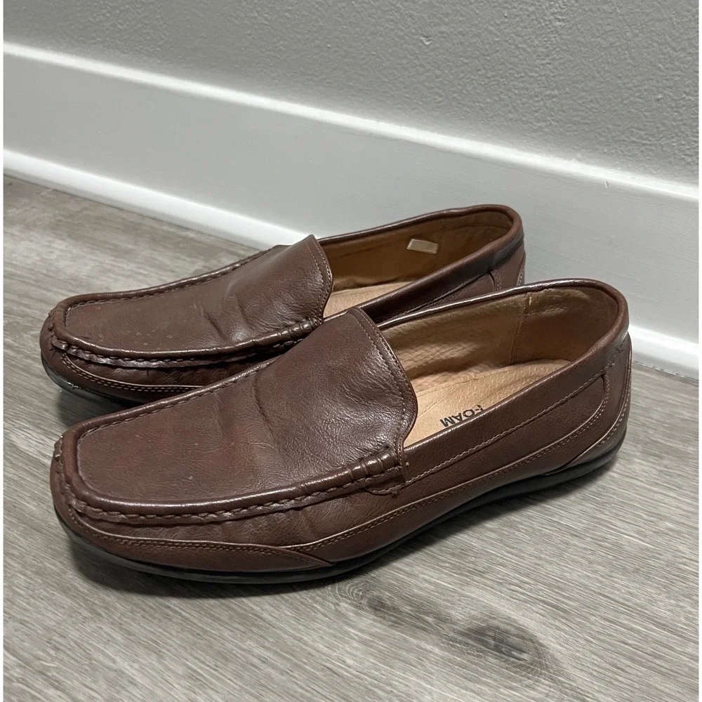 Brown Leather Slip On Loafer Shoes, Alfonso,‎ Size 10M